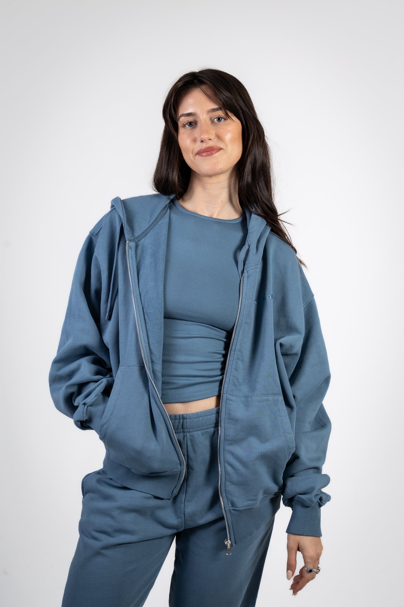 FULL ZIP HOODIE - RETRO BLUE